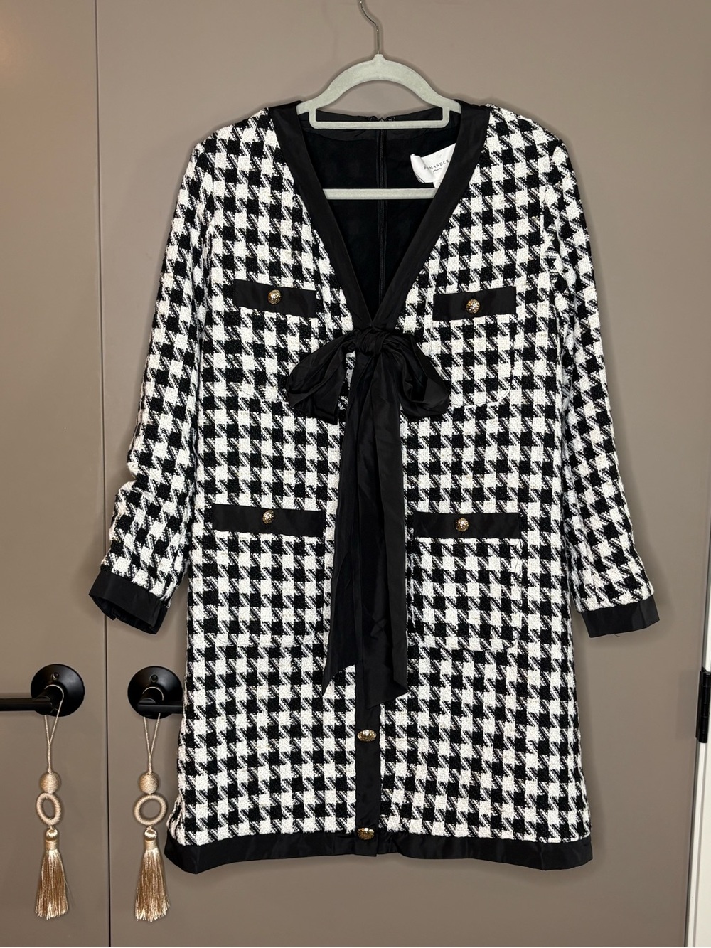 NWT Tuckernuck Pomander Place Coco Tweed Bow Dress - Size L
